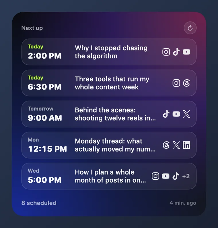 Das Widget „Warteschlange“ mit Beispielzahlen